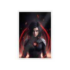 Futuristic Woman Digital Art Poster, High-Gloss Finish, Sci-Fi Armor Decor