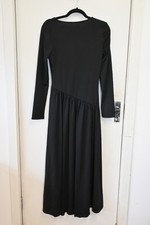 Womens Black Long Sleeve Midi Maxi Dress Flared Skirt Casual Modest Evening Dres
