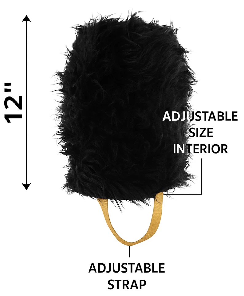 Adulto Negro Piel de Oso Alto Cascanueces Sombrero Beefeater Guardia Real Disfraz Accesorio Foto 2 de 4