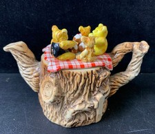 Cardew Design Brown Tree Trunk Teapot with Bear Figurines - Z#1008
