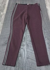 GAP Womens Burgandy Brown Stretch Leggings w Pin Striped  Zip On Side SIZE:M 