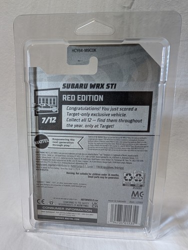 2022 Hot Wheels SUBARU WRX STI w/Protector Target Exclusive Red Edition - New! - Picture 2 of 5
