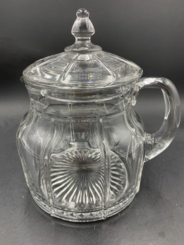 Stunning Heisey Glass Clear Rib and Panel Patterned Pitcher w/LID! and Signed!