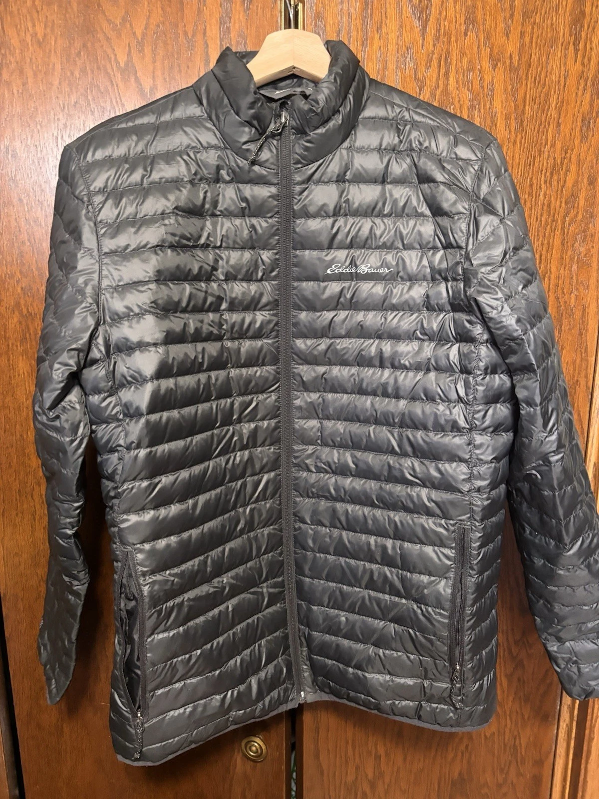 Eddie Bauer Packable Microlight Down Jacket Mens Large Black