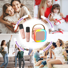 Mini Karaoke Machine for Kid TOP Toys Xmas Birthday Gifts With 2 Wireless Mics