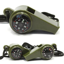 3-in-1 Outdoor Survival Whistle Compass Thermometer Camping Hiking Safety Tool