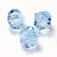 6mm Aquamarine Bicone Czech Faceted Glass Beads 50