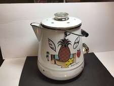 George Briard Large Enamelware Coffee Tea Water Pot Ambrosia Pineapple Pattern