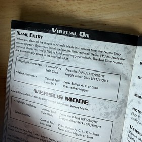 Sega Saturn - Virtual-On Cyber Troopers - Manual Only 81042