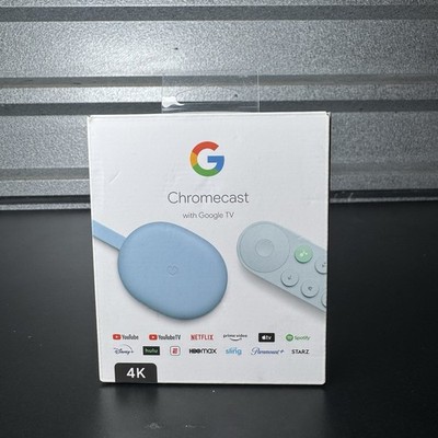 Chromecast w/ Google TV 4K Streaming Stick with Voice Search Sky Blue GA01923-US