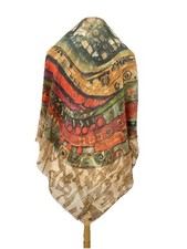 Y1 Valentino Abstract Art Print Scarf Lightweight Modal Blend Shawl Multicolor