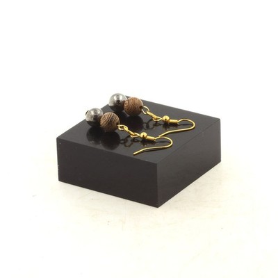 Mineralien und Edelsteine. Ohrringe 2 Pyrit Perlen aus Spanien +