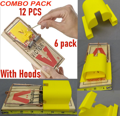 12 Pieces 6 Victor Large Professional M326 Rat Traps & 6 Hoods Combo Pack RTHC