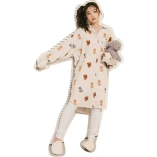 Gelato Pique Sleep Shirt Nightgown Womens One Size Poodle Dog Long Sleeve Pajama