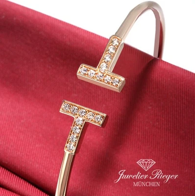 Tiffany & Co. T Wire Armreif Rosegold 750 Größe Small Diamanten Brillanten - Bild 1 von 4