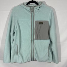 LL Bean Womans Mountain Classic Full Zip Fleece Blue Petite Large Hiking Winter