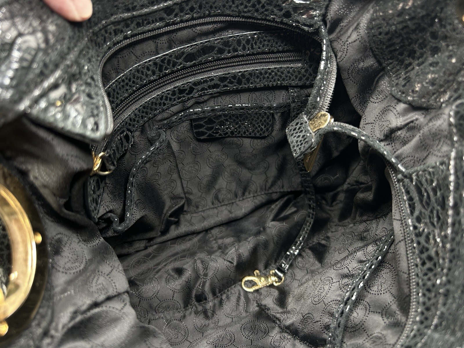 MICHAEL KORS Fulton Black Python Embossed Shiny S… - image 9