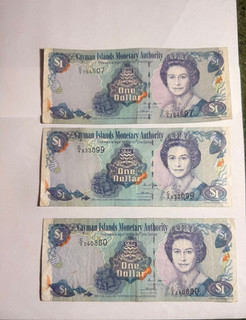 Kaimaninseln 3er Set Vintage Dollar Banknoten