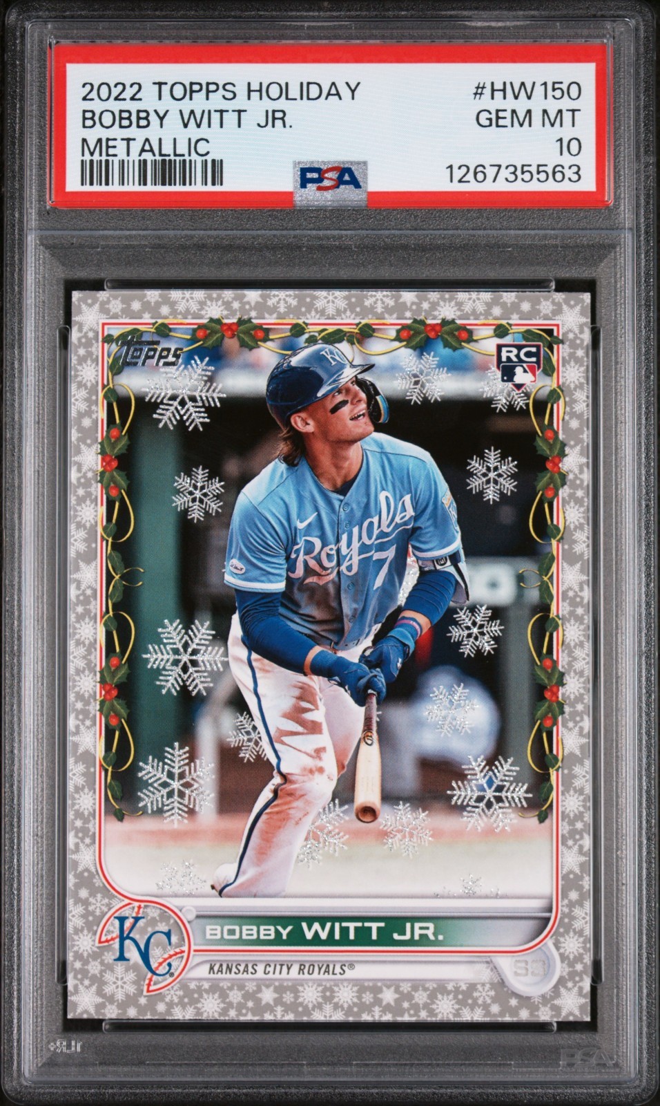 2022 Topps Holiday Bobby Witt Jr Metallic RC Rookie Card #HW150 PSA 10