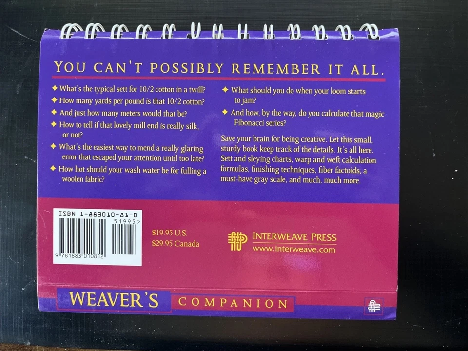 The Weaver’s Companion~Rivista tessuta a mano~Interweave Press 2001 ECCELLENTE - Immagine 2 di 4