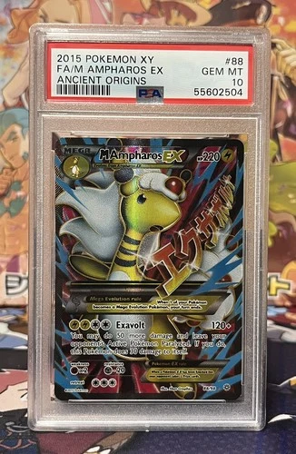 PSA 10 Pokemon Card M Ampharos EX Full Art 88/98 Ancient Origins GEM MINT