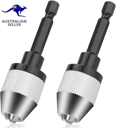 2 Pieces Keyless Drill Chucks - 1/4 Inch Hex Shank Drill Bit Adapter, Fast Chang