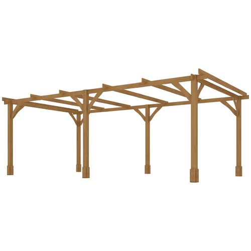 Outsunny Dark Brown 20' x 10' Outdoor Pergola, Wood Gazebo