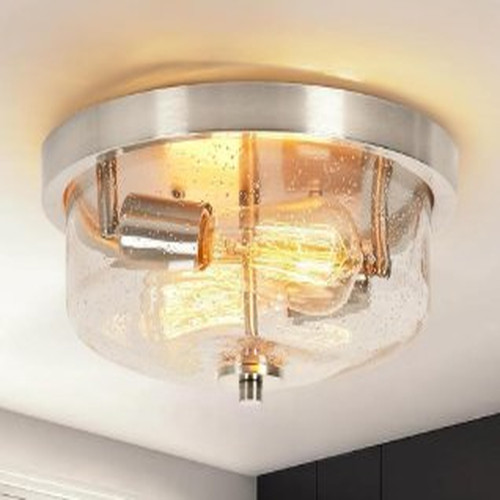 Flush Mount Ceiling Light Seeded Glass Indoor Outdoor