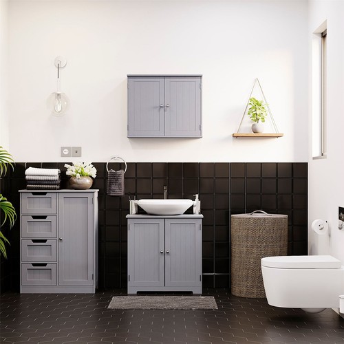 Modern Bathroom Wall Cabinet 2 Door Storage Wooden Cupboard Bathroom Furniture - Picture 9 of 9