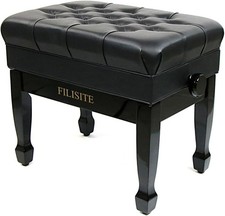 Genuine Leather Adjustable Piano Bench w/ Sto...