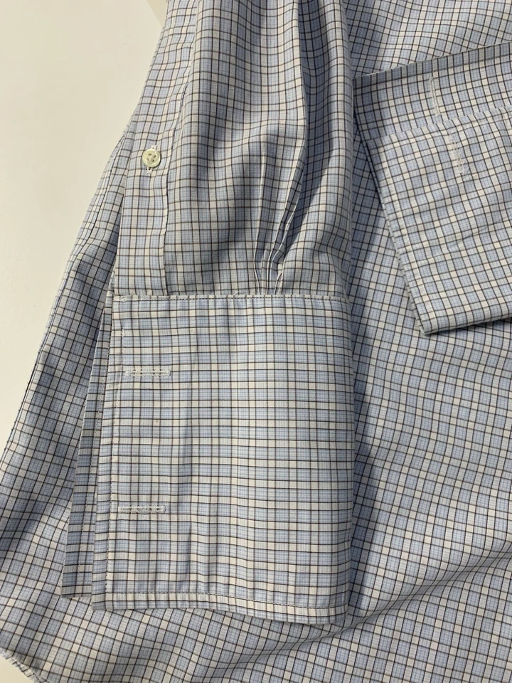 Camisa Esmoquin Brooks Brothers Para Hombre Calce Regular 16-34 Azul Blanco Puño Francés Cuadros Foto 4 de 4