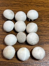 Buttons 12 for CRAFTS White fabric round dome 1.2 cm VTG