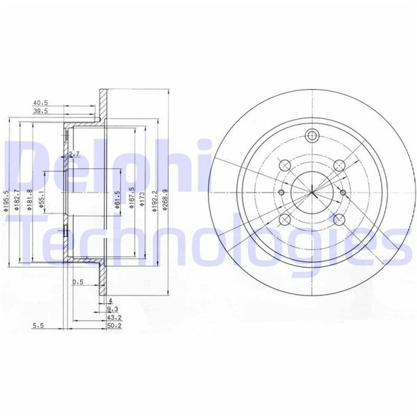 2X Delphi Bremsscheiben Hinten 269Mm Voll Passend FÜR Toyota Corolla Prius-image