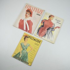 3 stare czasopisma o modzie z krojonym wzorem - Konstancja - Wiener Weltfashion - lata 50.
