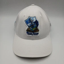Blue Tales SA Fishing Team Hat Cap Flexfit White Mesh Marlin & Multi Patch Logos