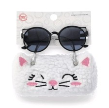 Wonder Nation Girls Sunglasses and Faux Shearling Kitty Case Set, 2-Piece      