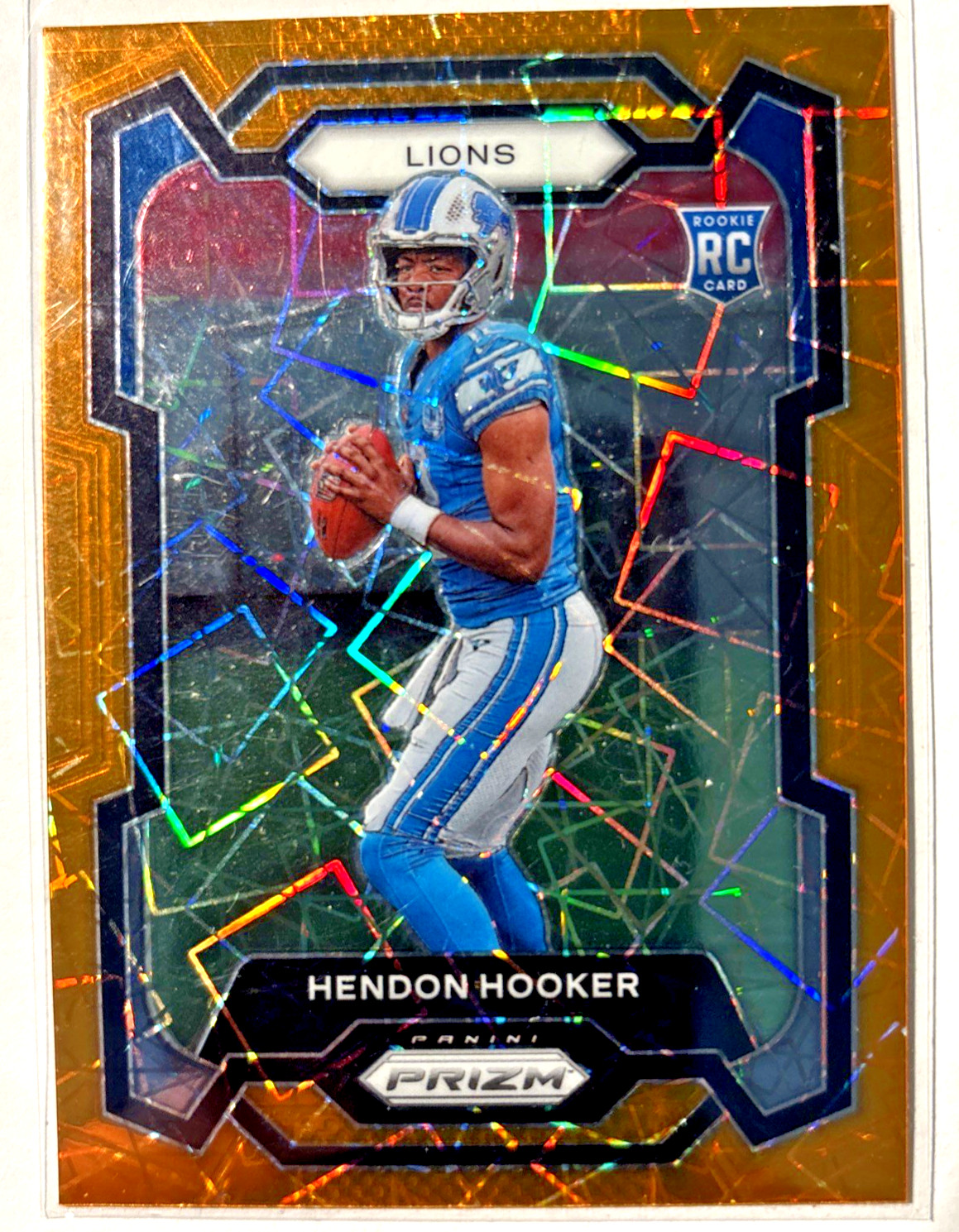 2023 Panini Prizm Hendon Hooker Rookie Orange Lazer Prizm RC #329 Lions