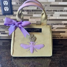 My Flat in London Jan Haedrich "Queen Bee" Canvas Small Tote Bag Green Purple