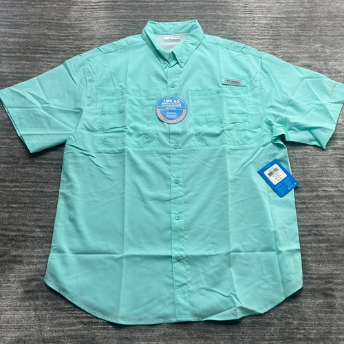 Columbia Shirt Size L Mens Button Up Short Sleeve UPF 40 Omni Shade NWT
