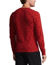 Polo Ralph Lauren Pajama Shirt Men Large All Over Pony Waffle Knit Thermal Sleep
