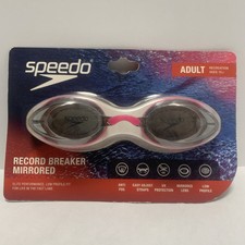 Speedo Record Breaker Mirrored Adult Swim Goggles Anti fog Uv Protection Pink /m