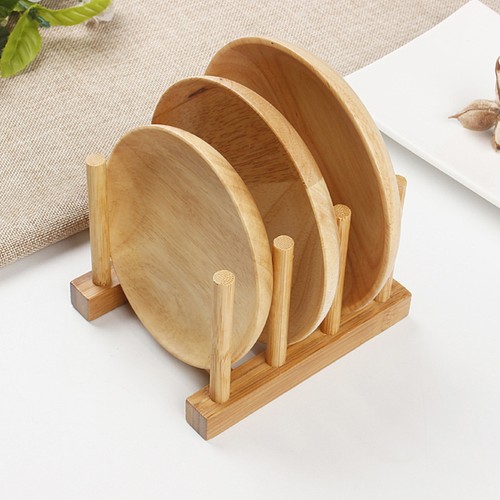 Bowls Wood Storage Rack Three Lattice Storage Rack Dish Kitchen - Picture 7 of 12