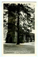 1940s St. JAMES Episcopal CHURCH Franklin D. Roosevelt Home! REAL PHOTO Postcard