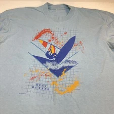 VINTAGE 1980s 80's Reef Runner Wind Surf Surfing Sail T SHIRT Sz Mens XL Blue 