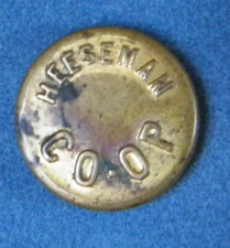Bb HEESEMAN CO-OP Antique Brass OVERALL BUTTON Wobble shank small 5/8"