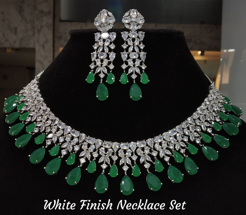 Bollywood Fashion White Gold Plated CZ 