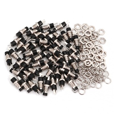 50Pcs Black PBS-110 2Pin Momentary Normally Open 7mm Reset Push Button Switch