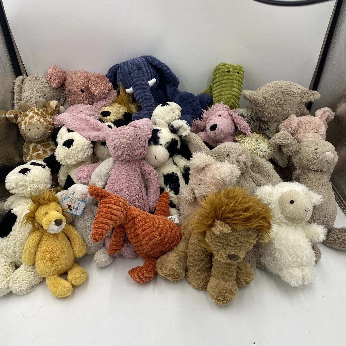 Jelly Cat Giant Plush Lot Of 28 Plush Large, Medium & Small Stuffed Animals