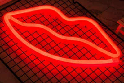 LED Neon Sign Night Light Wall Lamp Bedroom Store Artwork Wedding Decor Red Lip