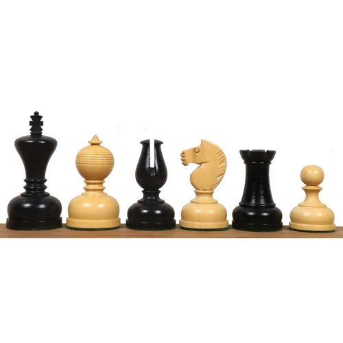 3.1" Library Series Staunton Chess Pieces Only Set - Weighted Ebonised Boxwood